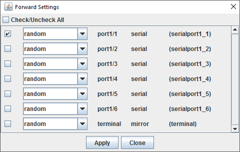 Lantronix Control Center - Terminal Forward Settings