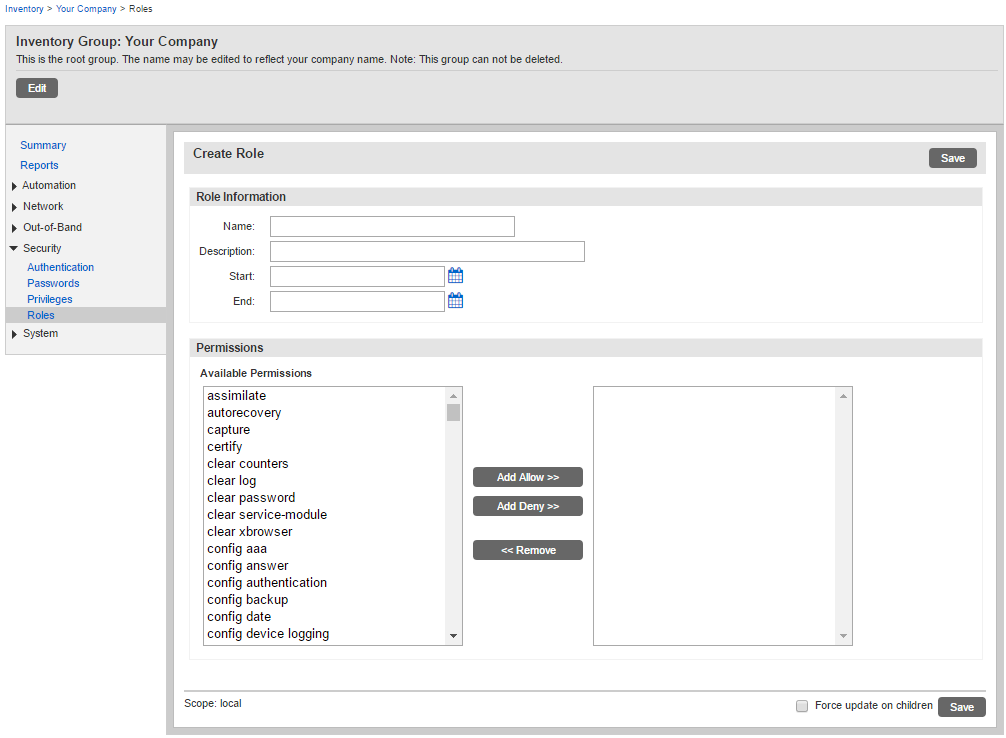 Lantronix Control Center - Create Role