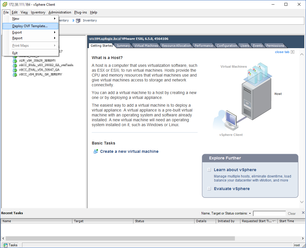 vSphere Client Deploy OVF Template