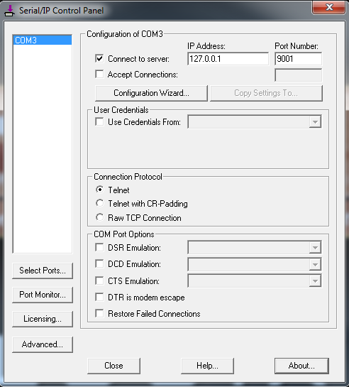 Serial/IP Control Panel