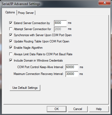 Serial/IP Advanced Settings