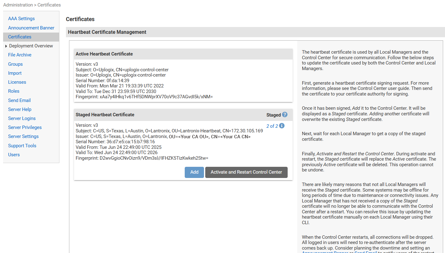 CC - staged certificate