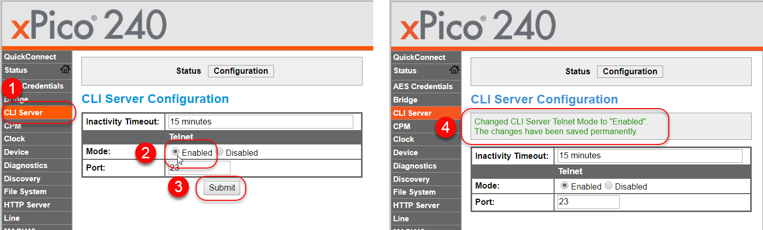 Web Manager Configuration Change