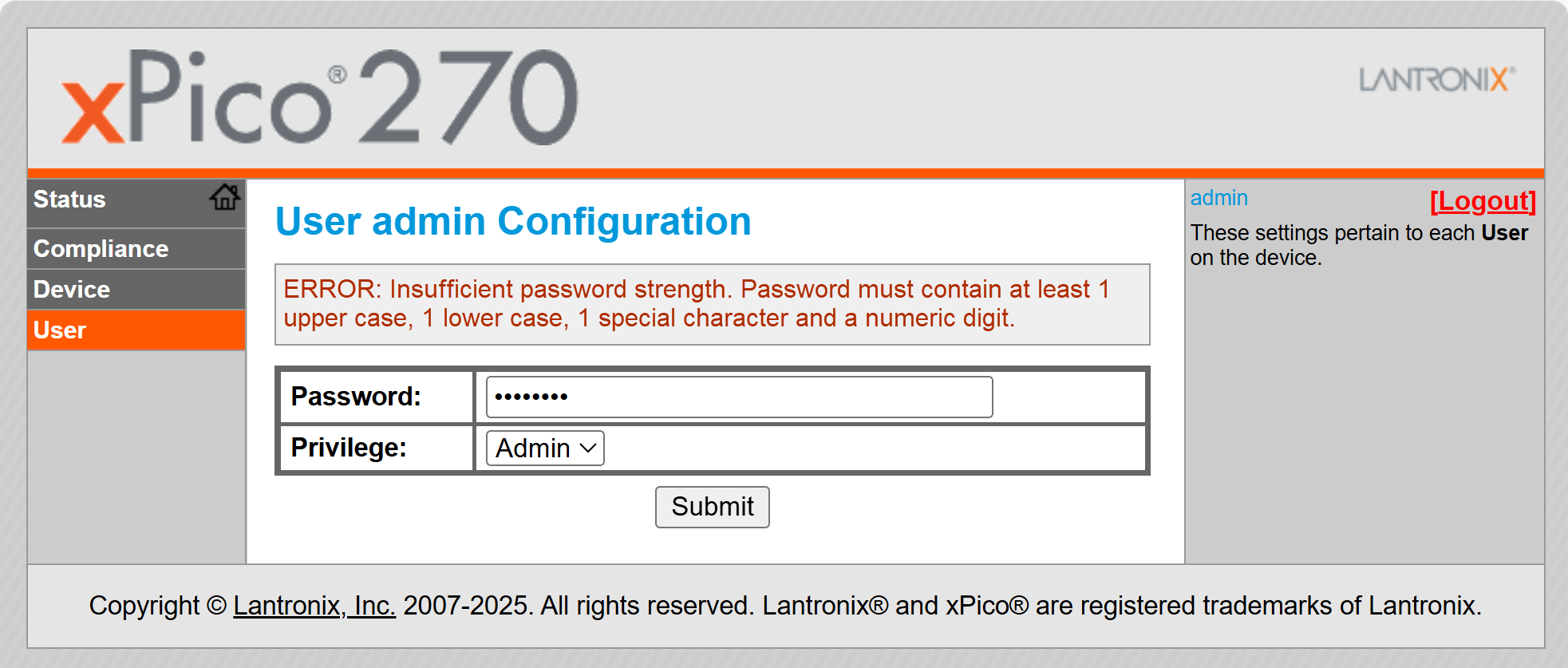 EN18031 error message