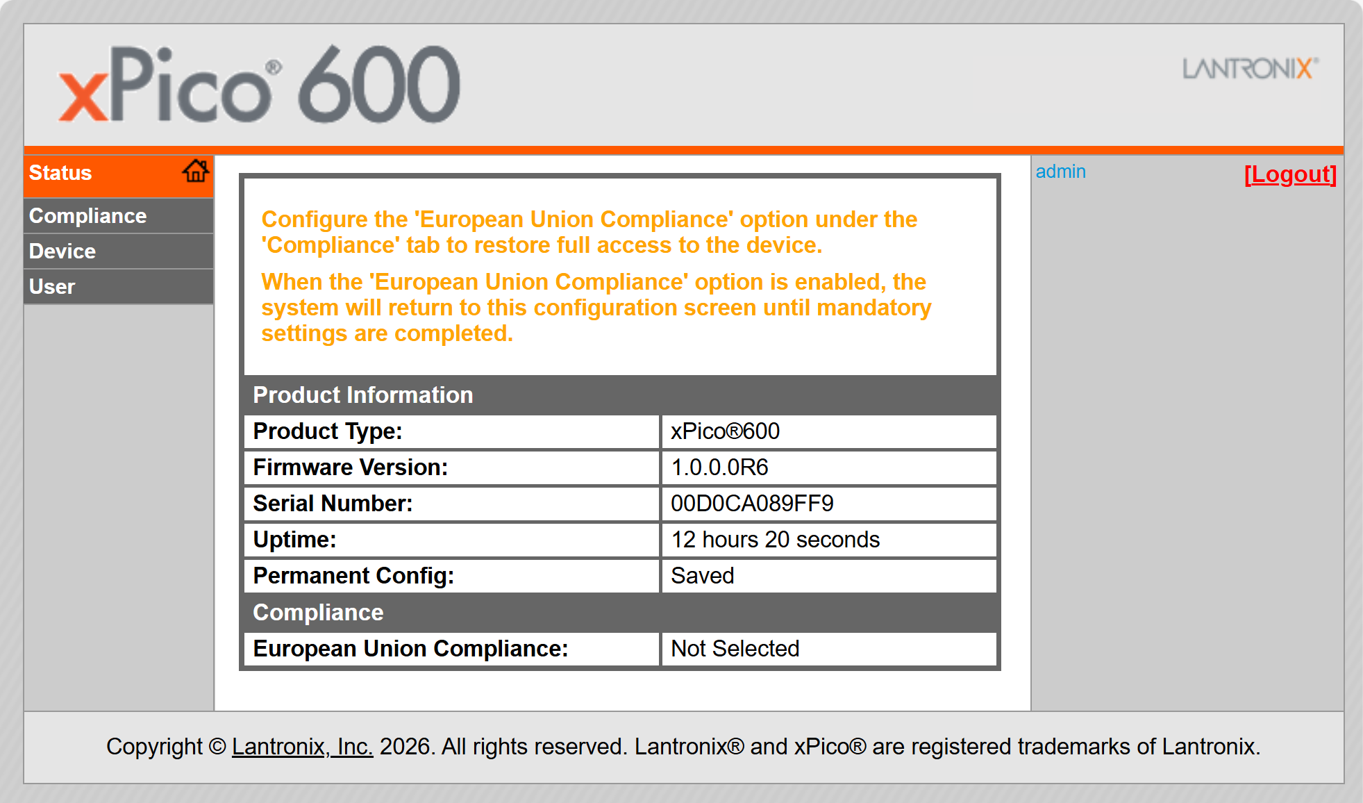 EU Compliance screen #1