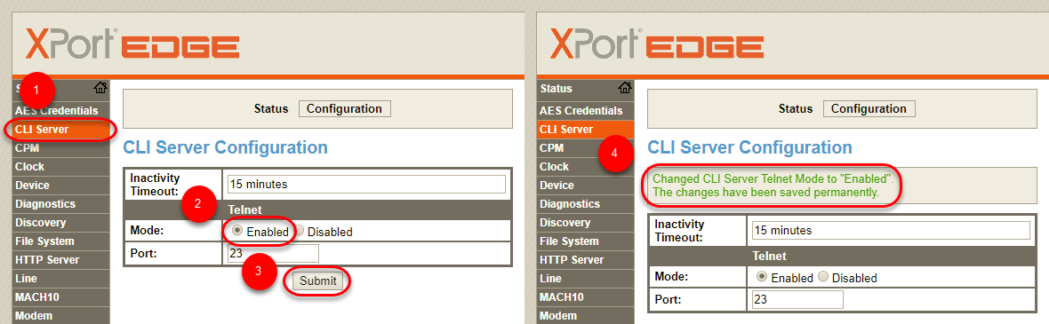 Web Manager Configuration Change